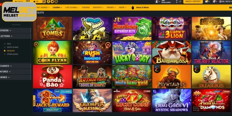 Exciting games at Melbet Slot